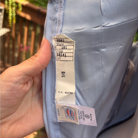 Vintage 1990s Alfred Angelo Union Made Light Blue Portrait Neck Prom Dress, M - Picture 13 of 16